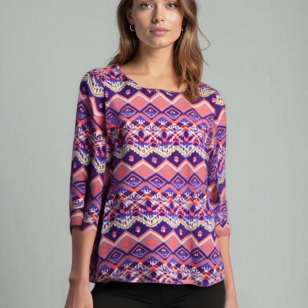 Pink Paisley Shirt 3/4 Sleeves Size small